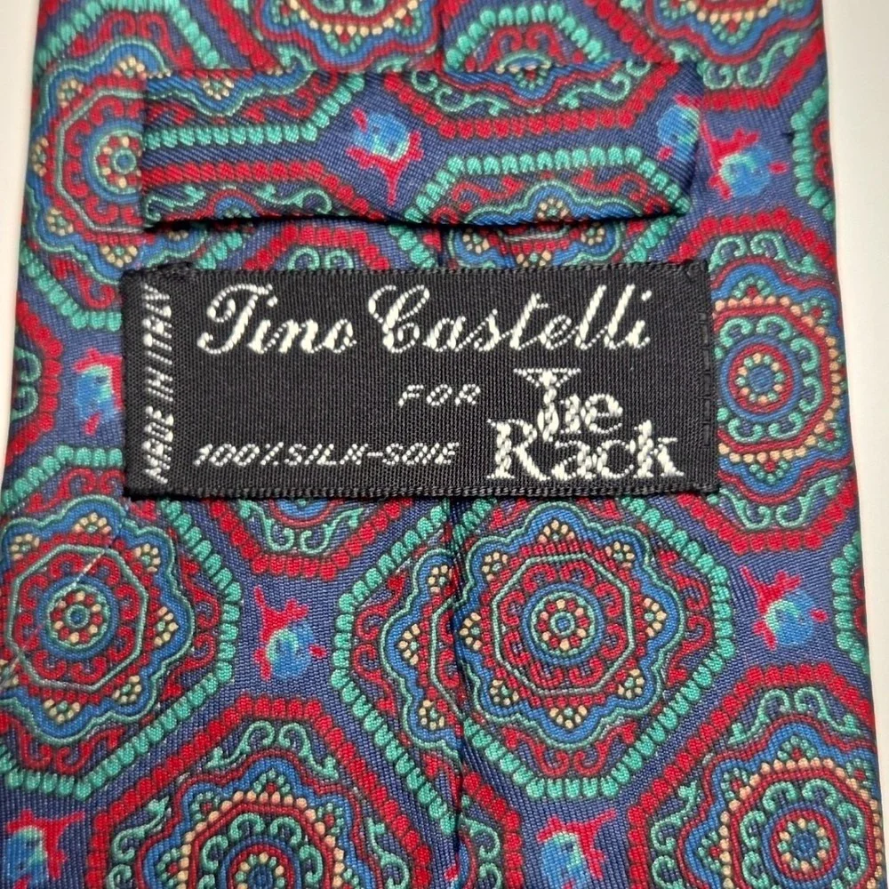 Tino Castelli Vintage Silk Men's Necktie for 'Tie Rack ' Italy Geometric Pattern